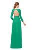 ColsBM Cyan Sea Green Bridesmaid Dresses Sexy A-line Long Sleeve V-neck Backless Floor Length
