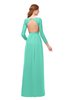 ColsBM Cyan Seafoam Green Bridesmaid Dresses Sexy A-line Long Sleeve V-neck Backless Floor Length