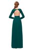 ColsBM Cyan Shaded Spruce Bridesmaid Dresses Sexy A-line Long Sleeve V-neck Backless Floor Length
