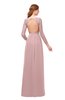 ColsBM Cyan Silver Pink Bridesmaid Dresses Sexy A-line Long Sleeve V-neck Backless Floor Length