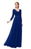ColsBM Cyan Sodalite Blue Bridesmaid Dresses Sexy A-line Long Sleeve V-neck Backless Floor Length