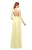 ColsBM Cyan Soft Yellow Bridesmaid Dresses Sexy A-line Long Sleeve V-neck Backless Floor Length