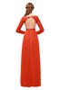 ColsBM Cyan Tangerine Tango Bridesmaid Dresses Sexy A-line Long Sleeve V-neck Backless Floor Length