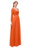 ColsBM Cyan Tangerine Bridesmaid Dresses Sexy A-line Long Sleeve V-neck Backless Floor Length