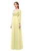 ColsBM Cyan Wax Yellow Bridesmaid Dresses Sexy A-line Long Sleeve V-neck Backless Floor Length