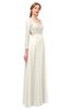 ColsBM Cyan Whisper White Bridesmaid Dresses Sexy A-line Long Sleeve V-neck Backless Floor Length