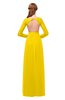 ColsBM Cyan Yellow Bridesmaid Dresses Sexy A-line Long Sleeve V-neck Backless Floor Length