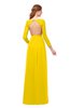ColsBM Cyan Yellow Bridesmaid Dresses Sexy A-line Long Sleeve V-neck Backless Floor Length