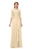 ColsBM Jody Apricot Gelato Bridesmaid Dresses Elbow Length Sleeve Simple A-line Floor Length Zipper Lace