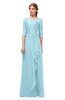 ColsBM Jody Aqua Bridesmaid Dresses Elbow Length Sleeve Simple A-line Floor Length Zipper Lace