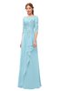 ColsBM Jody Aqua Bridesmaid Dresses Elbow Length Sleeve Simple A-line Floor Length Zipper Lace