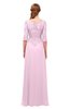 ColsBM Jody Baby Pink Bridesmaid Dresses Elbow Length Sleeve Simple A-line Floor Length Zipper Lace