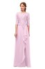 ColsBM Jody Baby Pink Bridesmaid Dresses Elbow Length Sleeve Simple A-line Floor Length Zipper Lace