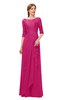 ColsBM Jody Beetroot Purple Bridesmaid Dresses Elbow Length Sleeve Simple A-line Floor Length Zipper Lace