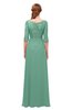 ColsBM Jody Beryl Green Bridesmaid Dresses Elbow Length Sleeve Simple A-line Floor Length Zipper Lace