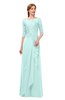ColsBM Jody Blue Glass Bridesmaid Dresses Elbow Length Sleeve Simple A-line Floor Length Zipper Lace