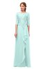 ColsBM Jody Blue Glass Bridesmaid Dresses Elbow Length Sleeve Simple A-line Floor Length Zipper Lace