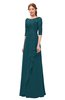 ColsBM Jody Blue Green Bridesmaid Dresses Elbow Length Sleeve Simple A-line Floor Length Zipper Lace