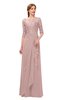 ColsBM Jody Blush Pink Bridesmaid Dresses Elbow Length Sleeve Simple A-line Floor Length Zipper Lace