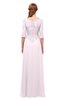 ColsBM Jody Blush Bridesmaid Dresses Elbow Length Sleeve Simple A-line Floor Length Zipper Lace