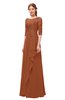 ColsBM Jody Bombay Brown Bridesmaid Dresses Elbow Length Sleeve Simple A-line Floor Length Zipper Lace