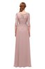 ColsBM Jody Bridal Rose Bridesmaid Dresses Elbow Length Sleeve Simple A-line Floor Length Zipper Lace