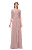 ColsBM Jody Bridal Rose Bridesmaid Dresses Elbow Length Sleeve Simple A-line Floor Length Zipper Lace