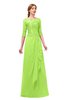 ColsBM Jody Bright Green Bridesmaid Dresses Elbow Length Sleeve Simple A-line Floor Length Zipper Lace