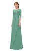 ColsBM Jody Bristol Blue Bridesmaid Dresses Elbow Length Sleeve Simple A-line Floor Length Zipper Lace