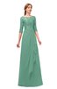ColsBM Jody Bristol Blue Bridesmaid Dresses Elbow Length Sleeve Simple A-line Floor Length Zipper Lace