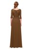 ColsBM Jody Brown Bridesmaid Dresses Elbow Length Sleeve Simple A-line Floor Length Zipper Lace