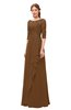ColsBM Jody Brown Bridesmaid Dresses Elbow Length Sleeve Simple A-line Floor Length Zipper Lace