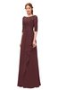 ColsBM Jody Burgundy Bridesmaid Dresses Elbow Length Sleeve Simple A-line Floor Length Zipper Lace