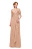 ColsBM Jody Burnt Orange Bridesmaid Dresses Elbow Length Sleeve Simple A-line Floor Length Zipper Lace