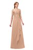 ColsBM Jody Burnt Orange Bridesmaid Dresses Elbow Length Sleeve Simple A-line Floor Length Zipper Lace