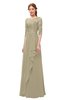 ColsBM Jody Candied Ginger Bridesmaid Dresses Elbow Length Sleeve Simple A-line Floor Length Zipper Lace