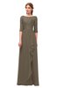 ColsBM Jody Carafe Brown Bridesmaid Dresses Elbow Length Sleeve Simple A-line Floor Length Zipper Lace