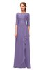 ColsBM Jody Chalk Violet Bridesmaid Dresses Elbow Length Sleeve Simple A-line Floor Length Zipper Lace