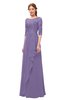 ColsBM Jody Chalk Violet Bridesmaid Dresses Elbow Length Sleeve Simple A-line Floor Length Zipper Lace