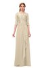 ColsBM Jody Champagne Bridesmaid Dresses Elbow Length Sleeve Simple A-line Floor Length Zipper Lace