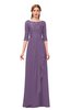 ColsBM Jody Chinese Violet Bridesmaid Dresses Elbow Length Sleeve Simple A-line Floor Length Zipper Lace