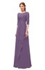 ColsBM Jody Chinese Violet Bridesmaid Dresses Elbow Length Sleeve Simple A-line Floor Length Zipper Lace