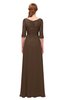 ColsBM Jody Chocolate Brown Bridesmaid Dresses Elbow Length Sleeve Simple A-line Floor Length Zipper Lace