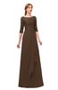 ColsBM Jody Chocolate Brown Bridesmaid Dresses Elbow Length Sleeve Simple A-line Floor Length Zipper Lace