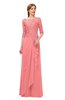 ColsBM Jody Coral Bridesmaid Dresses Elbow Length Sleeve Simple A-line Floor Length Zipper Lace