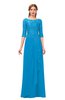 ColsBM Jody Cornflower Blue Bridesmaid Dresses Elbow Length Sleeve Simple A-line Floor Length Zipper Lace