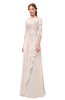 ColsBM Jody Cream Pink Bridesmaid Dresses Elbow Length Sleeve Simple A-line Floor Length Zipper Lace