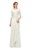 ColsBM Jody Cream Bridesmaid Dresses Elbow Length Sleeve Simple A-line Floor Length Zipper Lace