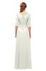 ColsBM Jody Cream Bridesmaid Dresses Elbow Length Sleeve Simple A-line Floor Length Zipper Lace