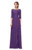 ColsBM Jody Dark Purple Bridesmaid Dresses Elbow Length Sleeve Simple A-line Floor Length Zipper Lace